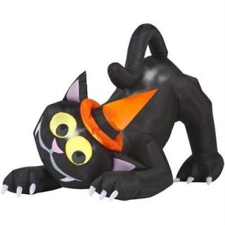 Black Cat Animated Halloween Airblown Inflatable Outdoor Lighted Decor