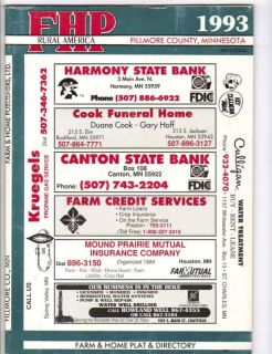 1993 FILMORE COUNTY, MN.  FARM & HOME PLAT & DIRECTORY