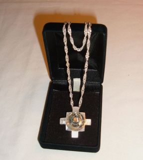 Pendant Cross Mother of Pearl/Nacre Spiral 950 Silver Fancy Chain w