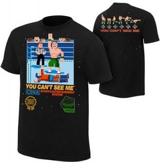 John Cena 8 Bit Video Game Retro WWE Authentic T Shirt Black OFFICIAL