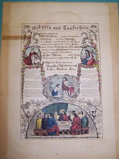 Fraktur Birth/Baptism Certificate Wilhelm Winter families 1865