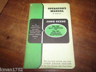John Deere Operators Manual OM E2 1247 No. 62 Hay Chopper & No. 64