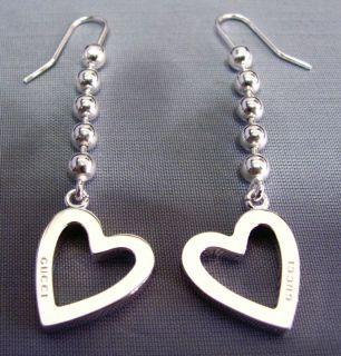 Gucci Sterling Silver Earrings with boule chain and heart motif