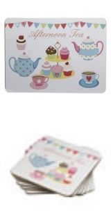COLOURED FUNKY RETRO SHABBY PLACEMATS & COASTERS TABLE CUP MATS SETS
