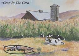 Cows In The Corn Field Barn Silo Canvas Giclee Fridge Refrigerator