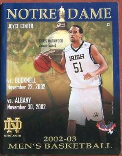 NOVEMBER 2002 BUCKNELL & ALBANY AT NOTRE DAME NCAA BASKETBALL PROGRAM