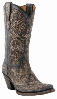LUCCHESE M5011 WOMENS HAND TOOLED COWBOY BOOTS B WIDTH (MEDIUM
