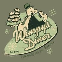 Popeye Cartoon Wimpys Diner Hamburgers T Shirt S 3XL