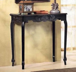 New** Elegant Distressed Black Scallop Detail Hall Table
