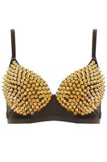 NEW LADIES GOLD & SILVER STUDDED SPIKED BRA PARTY METALLIC BRALET TOPS