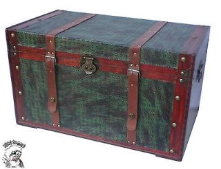 Decorative Storage Steamer Trunk Chest Wood Vintage Antique Decor Box