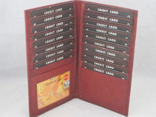 CREDIT CARD HOLDER TALL WALLET GENUINE LEATHER BROWN NEW HOLDS 18 CARD