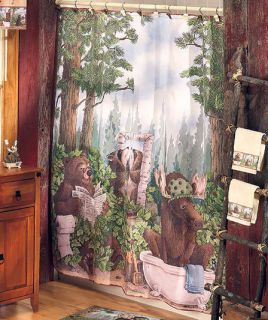 Woods Wildlife Country Bear Cabin Shower Curtain Bath Rugs Towels Dish
