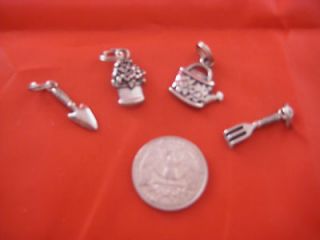 3D Silver Toned Charms, Gardening or Flowers, Ganz, Great Gift/craft