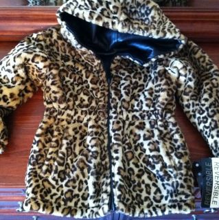 NWT $64 Big Chill Faux Leather Reversible Leopard Fur Jacket Coat