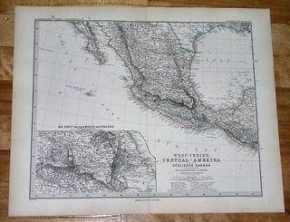1882 ANTIQUE MAP OF MEXICO / GUERRERO OAXACA SAN LUIS POTOSI JALISCO