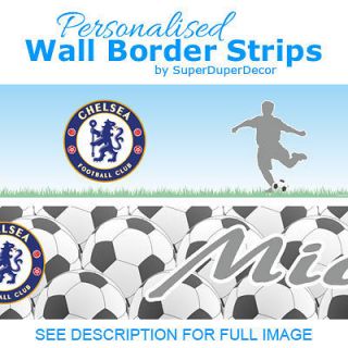 FOOTBALL CHELSEA FC bedroom wallpaper BORDER name strips blue lions