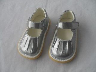 New Silver Dress Squeaky Shoes Toddler Baby Girl Sizes 3 4 5 6 7