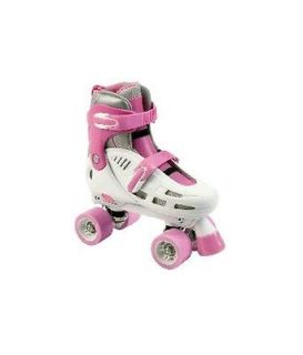 SFR Storm Adjustable Girls/Kids Roller Quad Skates  White/Pink Size UK