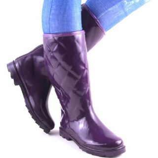 NEW PURPLE QUILTED RUBBER RAIN BOOTS