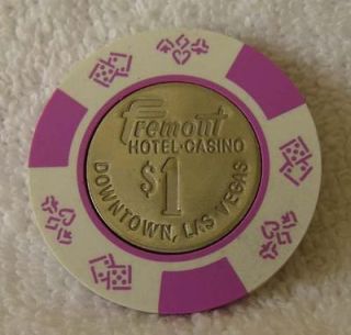 obsolete Coin in Center $1 CASINO Poker CHIP Downtown Las Vegas