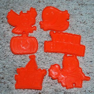 Vintage Cookie Cutters SET 6 Halloween Theme Plastic Orange Owl Ghost