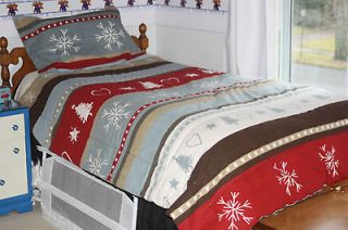 Christmas Winter Flannel Twin Comforter Bedspread w/ Sham EUC Target