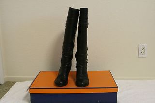 Arturo Chiang Womens Black Leather Heel Boots Size 7.5