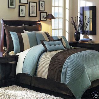 King Size Comforter Set by Royal Tradition Luxury Blue Hudson 8pc