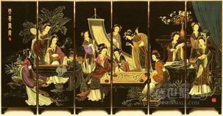 Newly listed Chinese 6Panel Classical Lacquer art Screens Opera