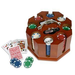 DELUXE 200 PC REVOLVING ROUND PROFESSONAL POKER CHIP TRAY RACK GAME