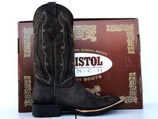 Resistol Ranch Mens Chocolate Vintage Calf Squire Toe Cowboy Boots