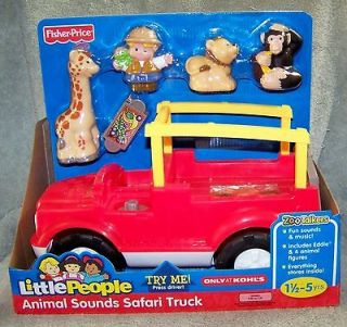 FISHER PRICE LITTLE PEOPLE ZOO TALKERS ANIMAL SOUNDS RED SAFARI TRUCK