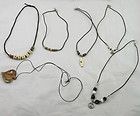 Lot of 6 Vintage Beaded Rubber & Cord Necklaces Pendants Cross Heart