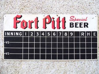 Old Baseball Football SCORE BOARD FORT PITT Beer Sign Vintage Sports