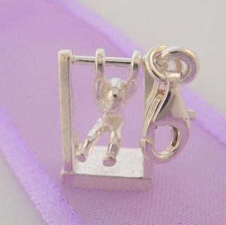 STERLING SILVER 10mm CHILD ON MONKEY BARS CLIP ON CHARM