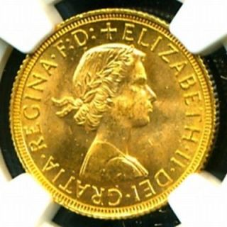 1958 BRITAIN Q E II GOLD COIN SOVEREIGN * NGC CERT GENUINE GRADED MS