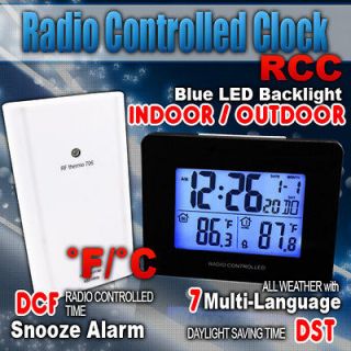 Wireless Digital Thermometer Remote Sensor Date Clock RCC RF °C