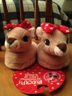 NWT RUDOLPHs CLARICE Winter LIGHT UP Christmas SLIPPERS, Size M 13 1