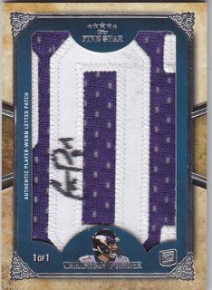 2011 Five Star Game Worn Letter Patch Autograph Christian Ponder RC