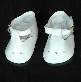 Secrist White Mary Jane Shoes With Small Heart, Measures 3 Long by 1