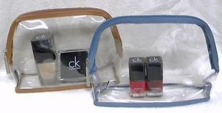 Bath & Body Works Makeup Cosmetic Bag Home or Travel CLEAR w/Blue or