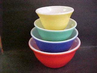MCKEE SET/4 MIXING BOWLS RED BLUE GREEN & YELLOW BELL SHAPE