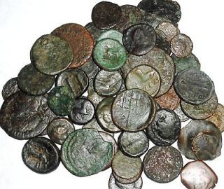 RARE LOT 10 UNSEARCHED LOW QUALITY ANCIENT ROMAN & GREEK COINS