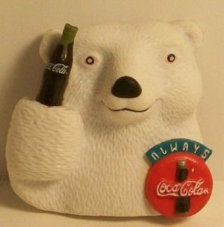 1995 COCA COLA SIGNATURE WHITE BEAR WITH BOTTLE REFRIGERATOR MAGNET