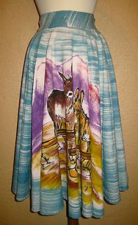 VINTAGE 1950S WOMENS HAND PAINTED MEXICAN CIRCLE SKIRT