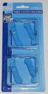 Table Cloth Skirt Picnic Holder Clamps Clips 4 Pack New Blue