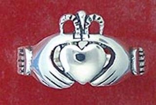Silver Claddagh Claddaugh Cladagh Ring Size 4 10