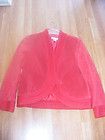 COLDWATER CREEK bright red suede blazer jacket 1X sweater trim coat