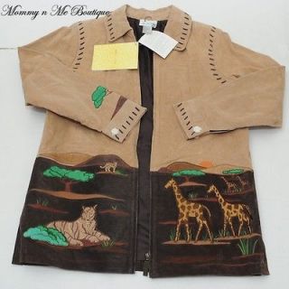 New The Quacker Factory Tan Suede Leather Safari Jungle Jacket Coat